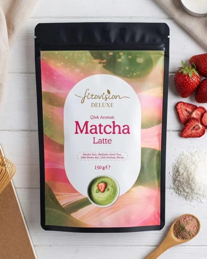 Fitovision Çilek Aromalı Matcha Latte - Görsel 4