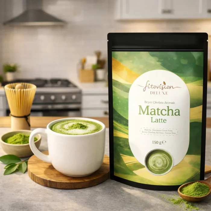 Fitovision Beyaz Çikolata Aromalı Matcha Latte - Görsel 2